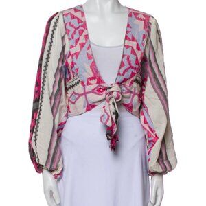 Pearl & Caviar Printed V-Neck Top